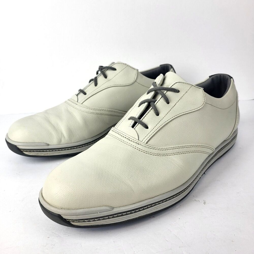 FootJoy Men’s Cream Leather Golf Shoes with Black Accents